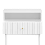 White Fluted Bedside Table Cecil Elegance