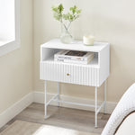 White Fluted Bedside Table Cecil Elegance