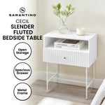 White Fluted Bedside Table Cecil Elegance