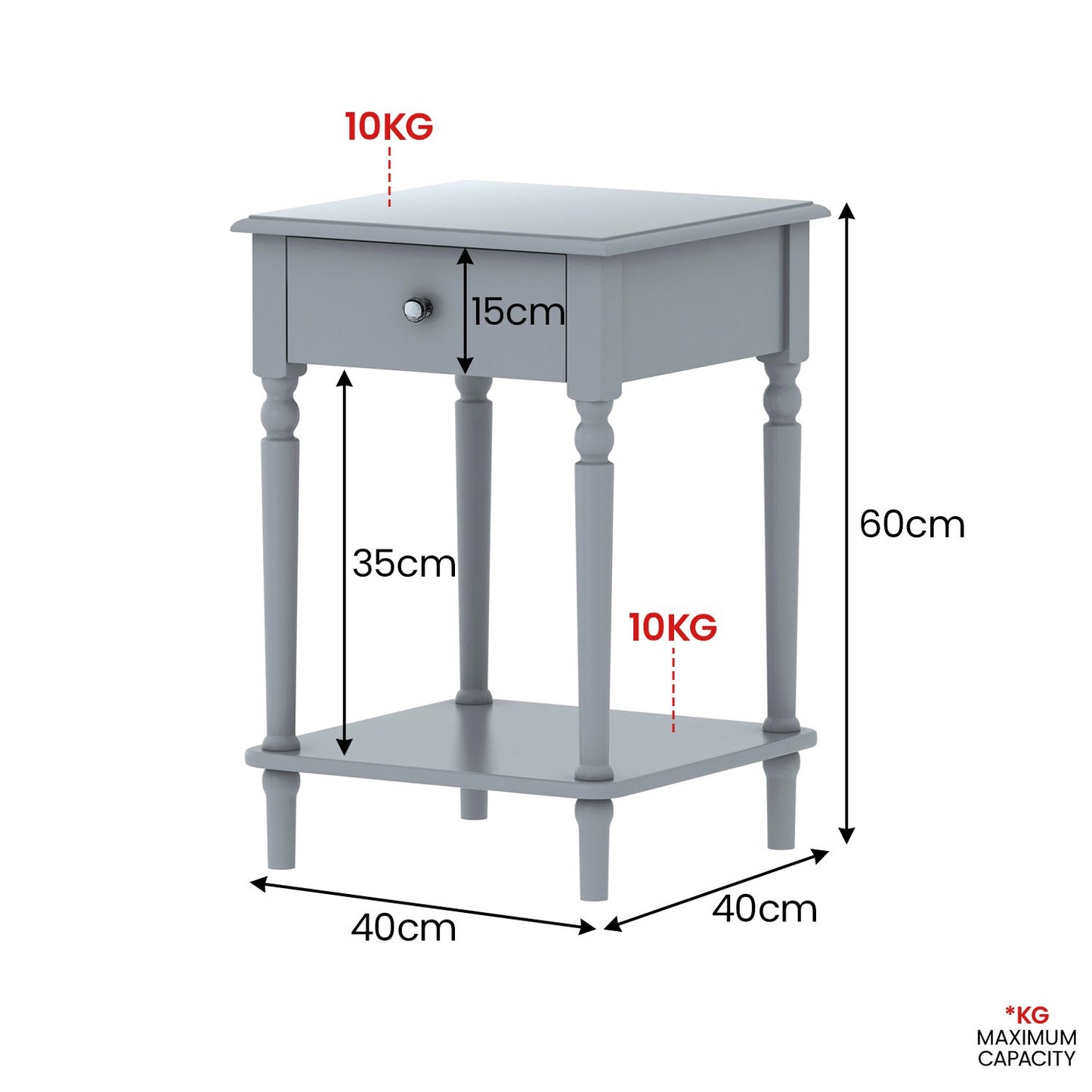  Grey Bedside Table with Convenient Drawer