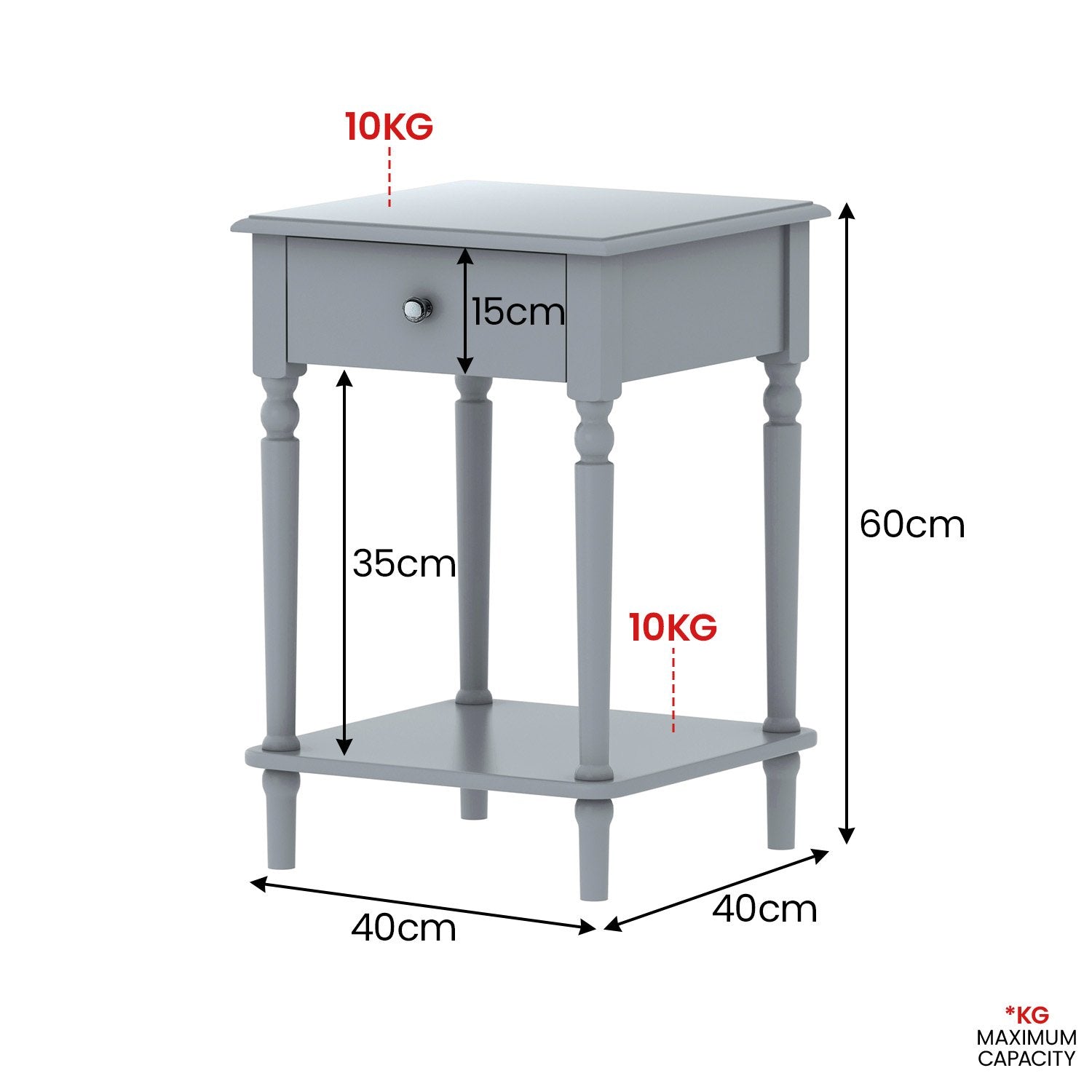  Grey Bedside Table with Convenient Drawer
