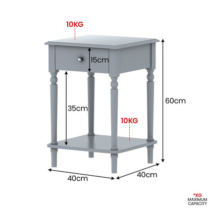  Grey Bedside Table with Convenient Drawer