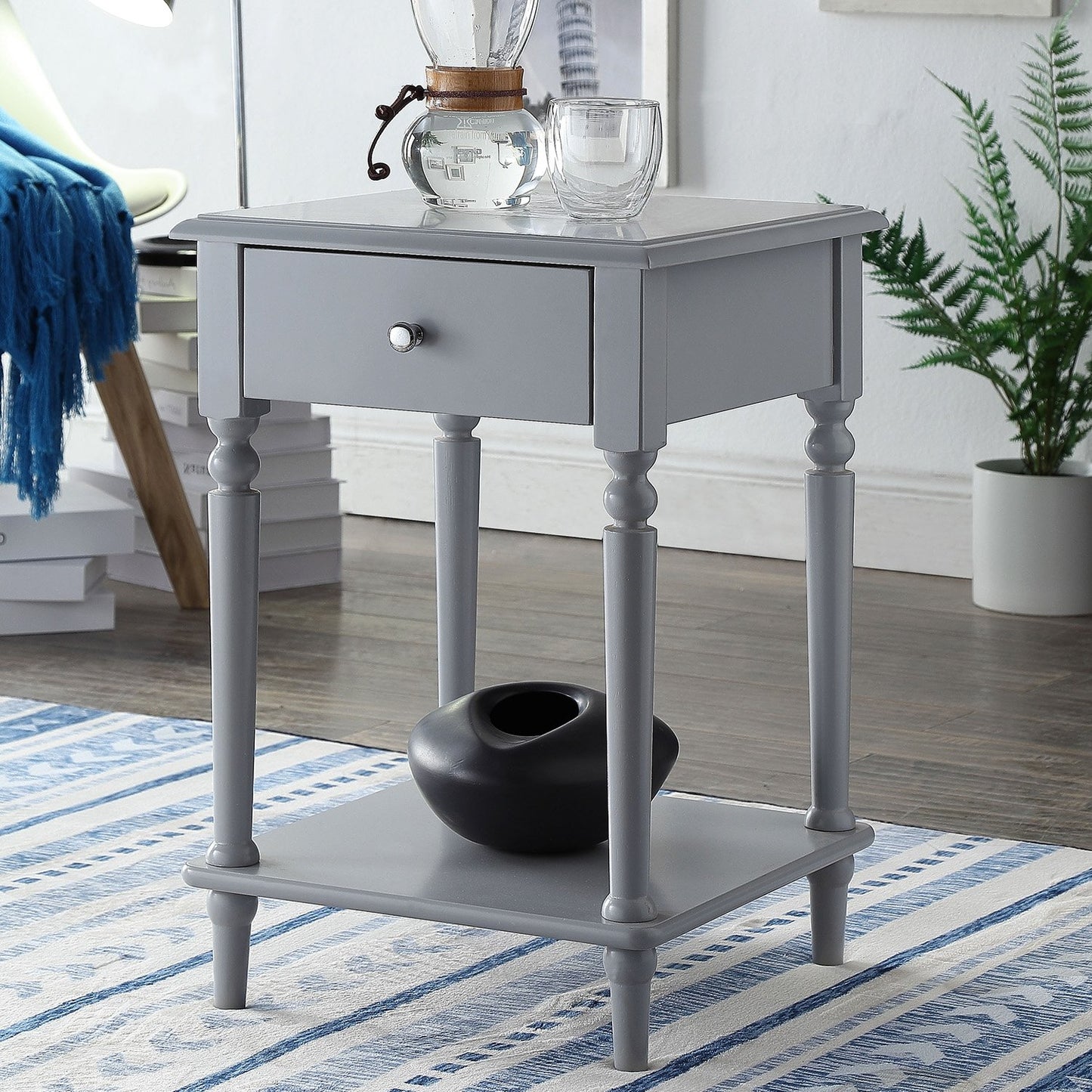  Grey Bedside Table with Convenient Drawer