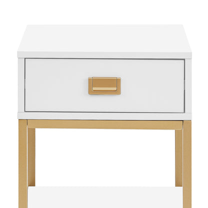 Alessia Bedside Table - White/Gold