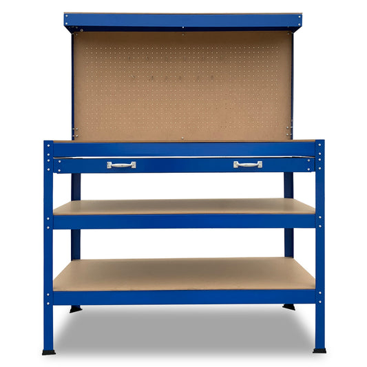 3-Layered Work Bench Garage Storage Table Tool Shop Blue