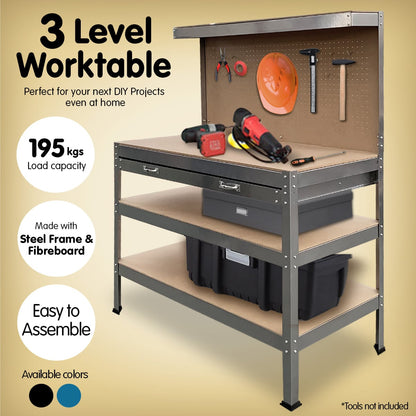 Work Bench Silver Storage Table 120x60x155cm