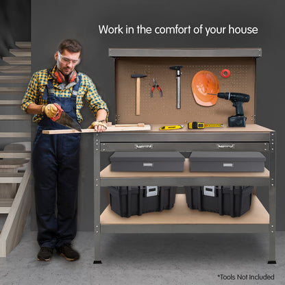 Work Bench Silver Storage Table 120x60x155cm