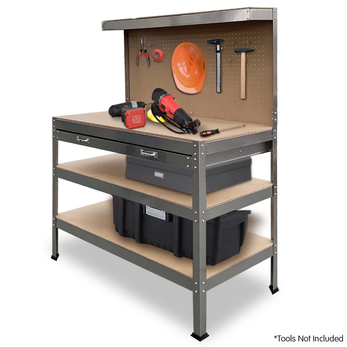 Work Bench Silver Storage Table 120x60x155cm