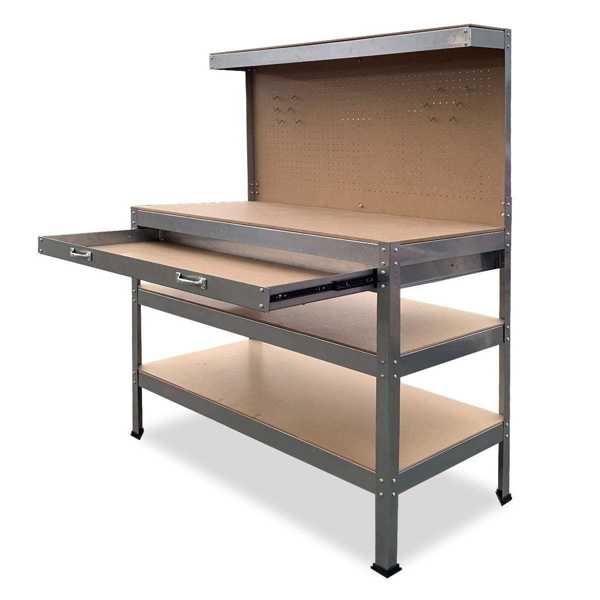 Work Bench Silver Storage Table 120x60x155cm