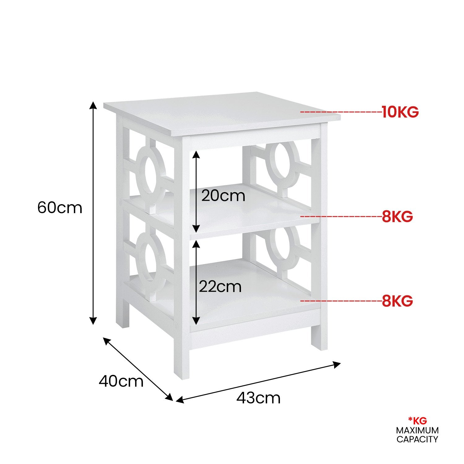Oliver 2-Tier Bedside Table - White