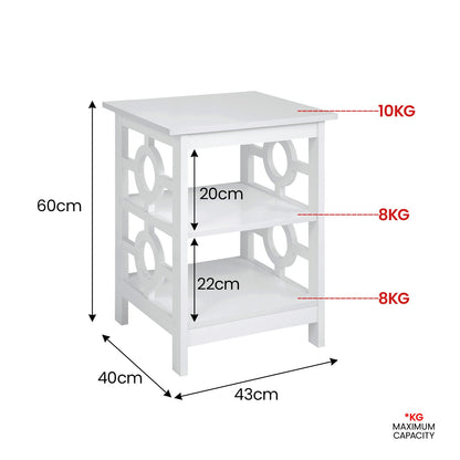 Oliver 2-Tier Bedside Table - White