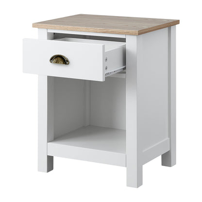Elegant Bedside Table in White Natural Finish