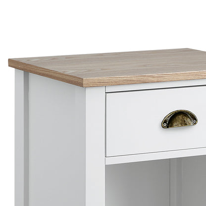 Elegant Bedside Table in White Natural Finish