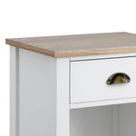 Elegant Bedside Table in White Natural Finish