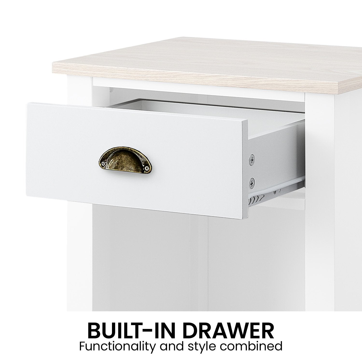 Elegant Bedside Table in White Natural Finish