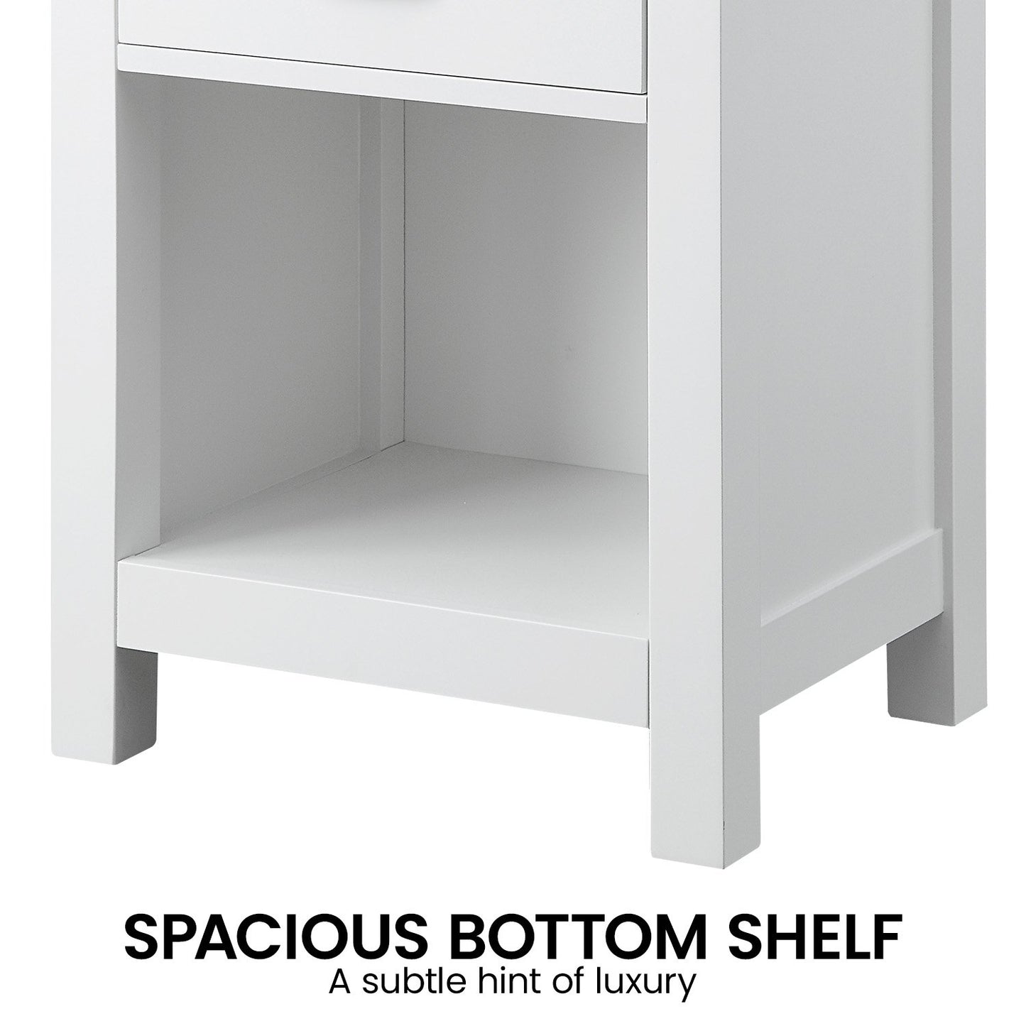 Elegant Bedside Table in White Natural Finish