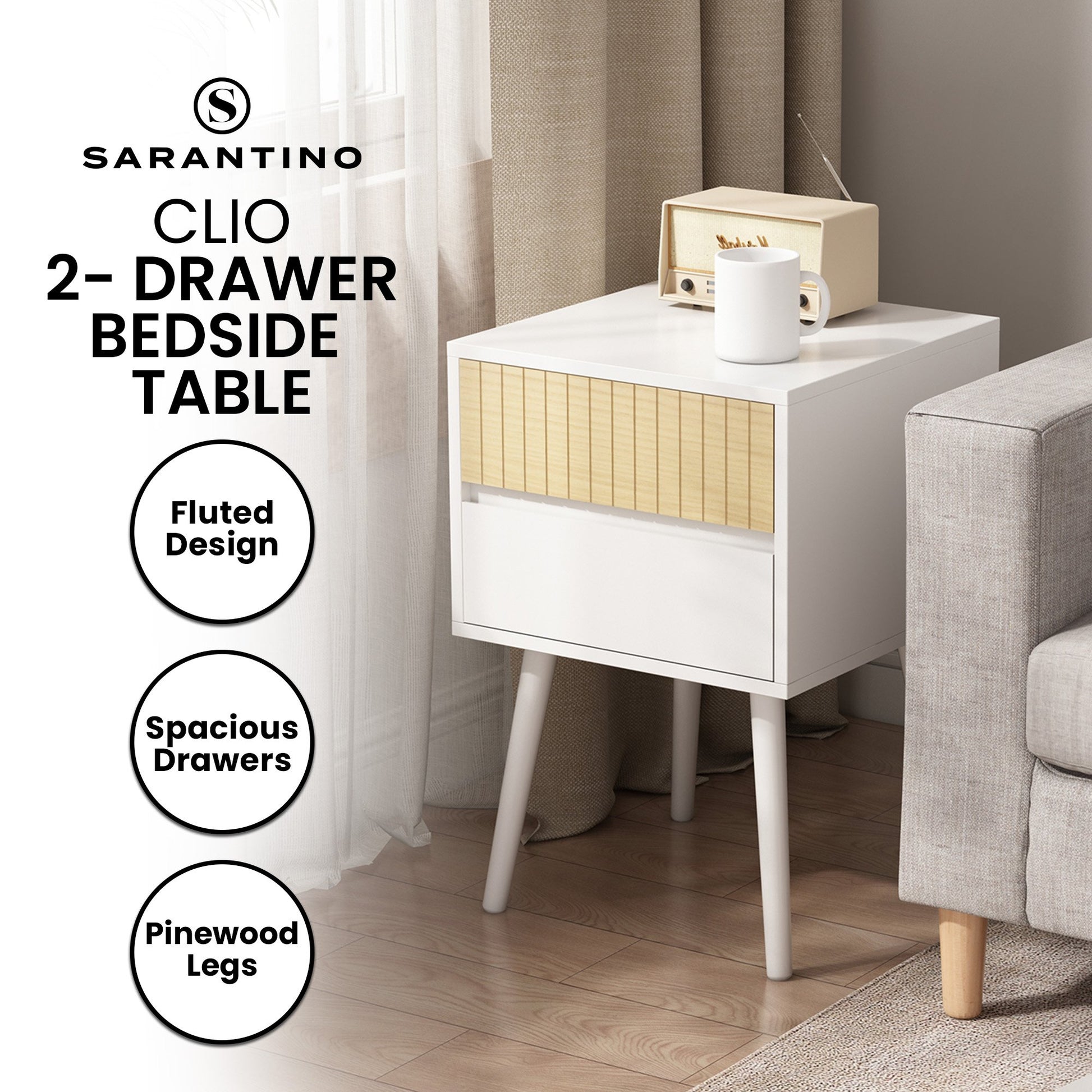 White Nightstand Versatile Bedside Table