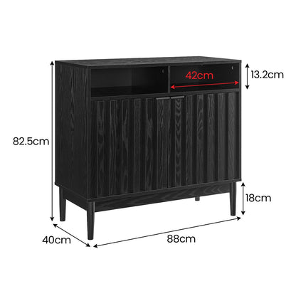 Black/Natural/White Two Door Sideboard with Sleek and Modern Storage Design