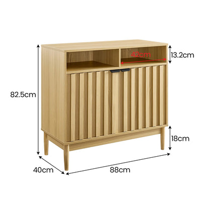 Black/Natural/White Two Door Sideboard with Sleek and Modern Storage Design