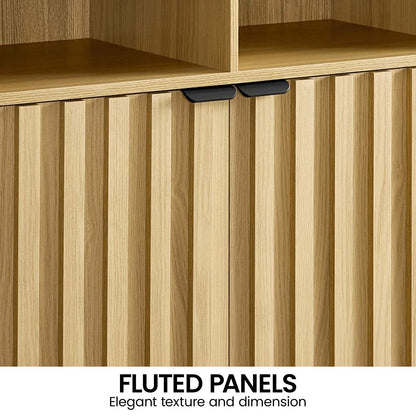 Black/Natural/White Two Door Sideboard with Sleek and Modern Storage Design