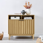 Black/Natural/White Two Door Sideboard with Sleek and Modern Storage Design