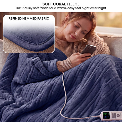 Electric Heated Blanket Throw Fleece 10 Settings | HomeAndLiving