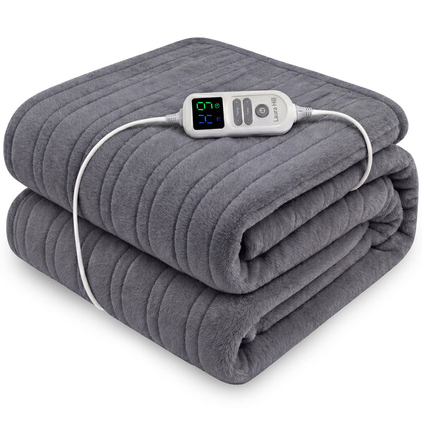  Electric Heated Blanket 10 Heat Settings Grey | HomeAndLiving