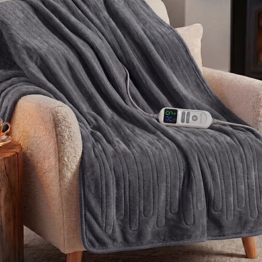 Electric Heated Blanket 10 Heat Settings Grey | HomeAndLiving