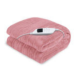 Hill Heated Electric Blanket Throw Rug Coral Warm Fleece Pink