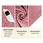 Hill Heated Electric Blanket Throw Rug Coral Warm Fleece Pink