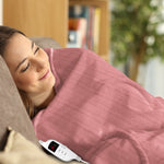 Hill Heated Electric Blanket Throw Rug Coral Warm Fleece Pink