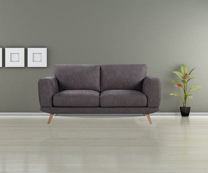 Brown Fabric 2-Seater Sofa With Wooden Frame