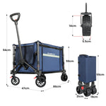 Collapsible 120L Blue Camping Trolley Steel Picnic Shopping Cart