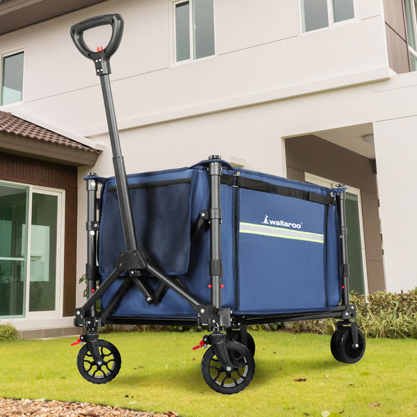  Collapsible 120L Blue Camping Trolley Steel Picnic Shopping Cart
