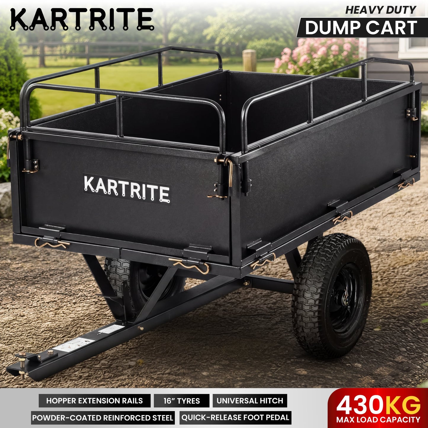 Heavy Duty Steel Dump Cart 168x83x92cm