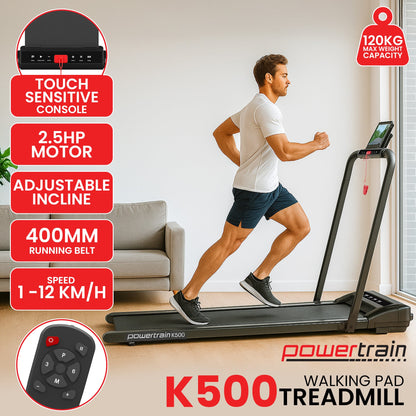 Powertrain K500 Walking Pad Treadmill Electric Exercise Home Gym Cardio Running fitness 122x60x109cm, rear view