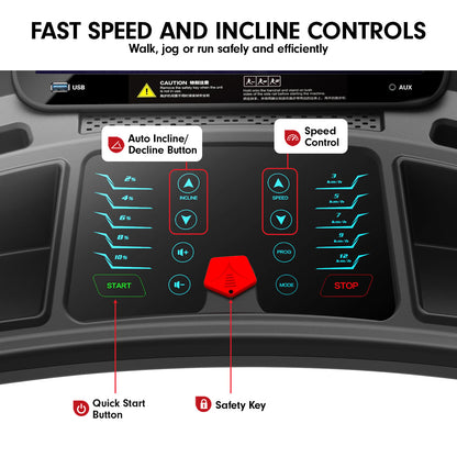 V1100 Treadmill 480mm Belt 20km/h Touch Screen WIFI 12 Programs