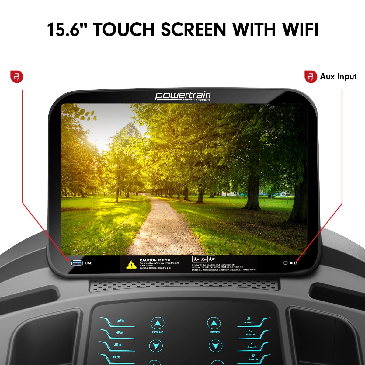 V1100 Treadmill 480mm Belt 20km/h Touch Screen WIFI 12 Programs
