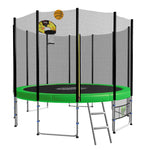 8ft Green Blizzard Trampoline with Basketball Set Outdoor Fun