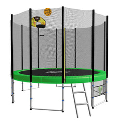 8ft Green Blizzard Trampoline with Basketball Set Outdoor Fun