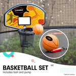 Outdoor Rectangular 6x9ft Trampoline with LED Basketball Set Rainbow