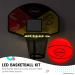 Outdoor Rectangular 6x9ft Trampoline with LED Basketball Set Rainbow