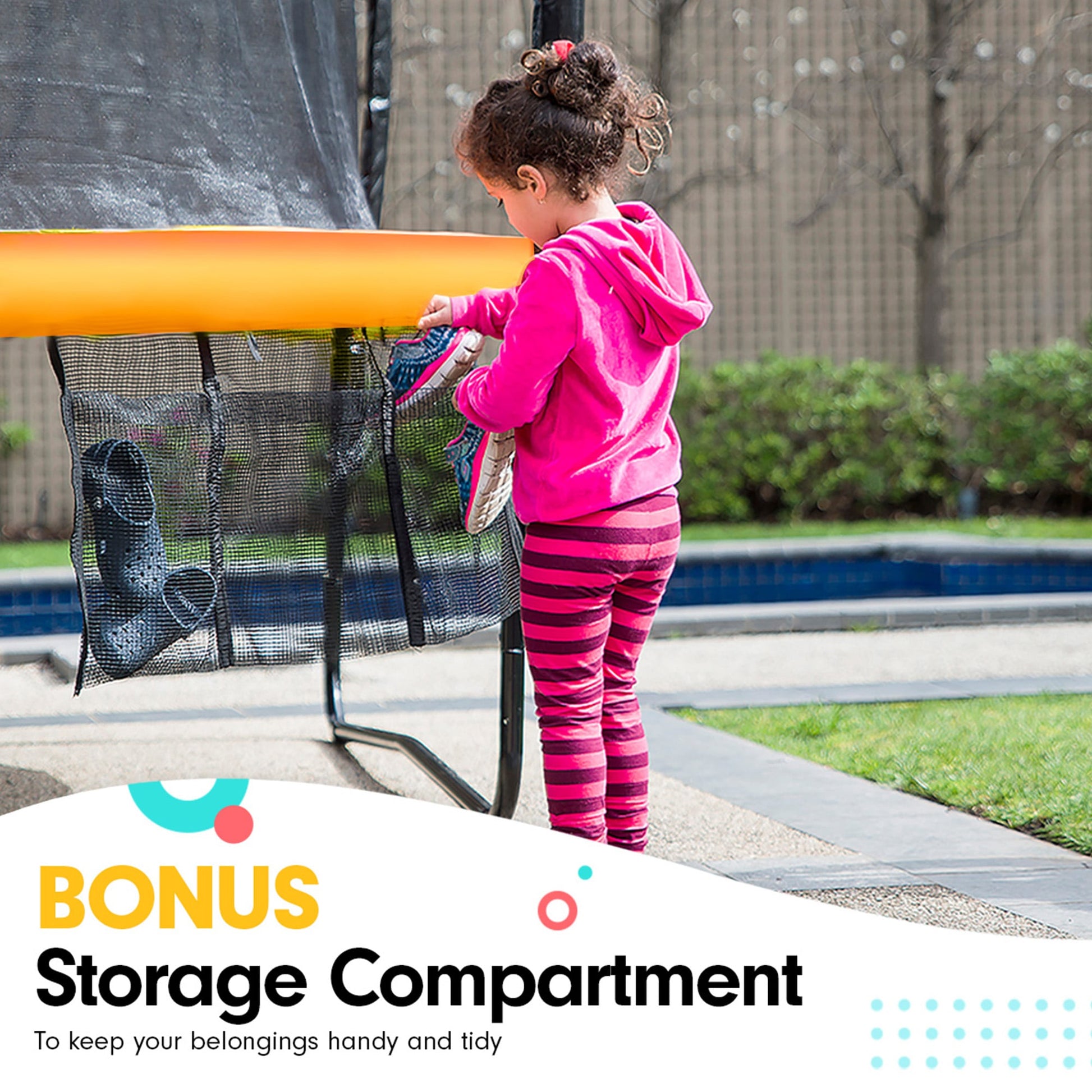 Outdoor 6ft x 9ft Rectangular Trampoline w/ LED Basketball Hoop Orange