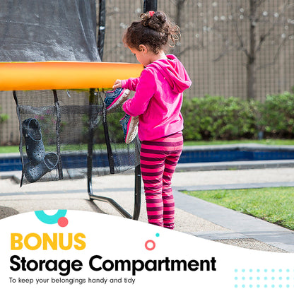 Outdoor 6ft x 9ft Rectangular Trampoline w/ LED Basketball Hoop Orange