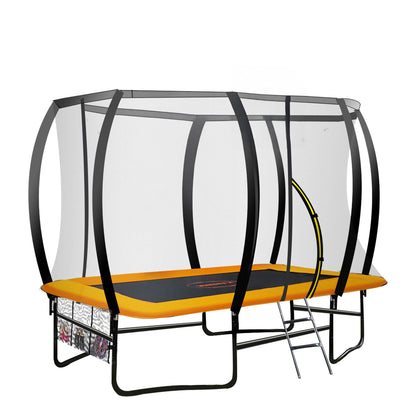 Outdoor 6ft x 9ft Rectangular Trampoline w/ LED Basketball Hoop Orange