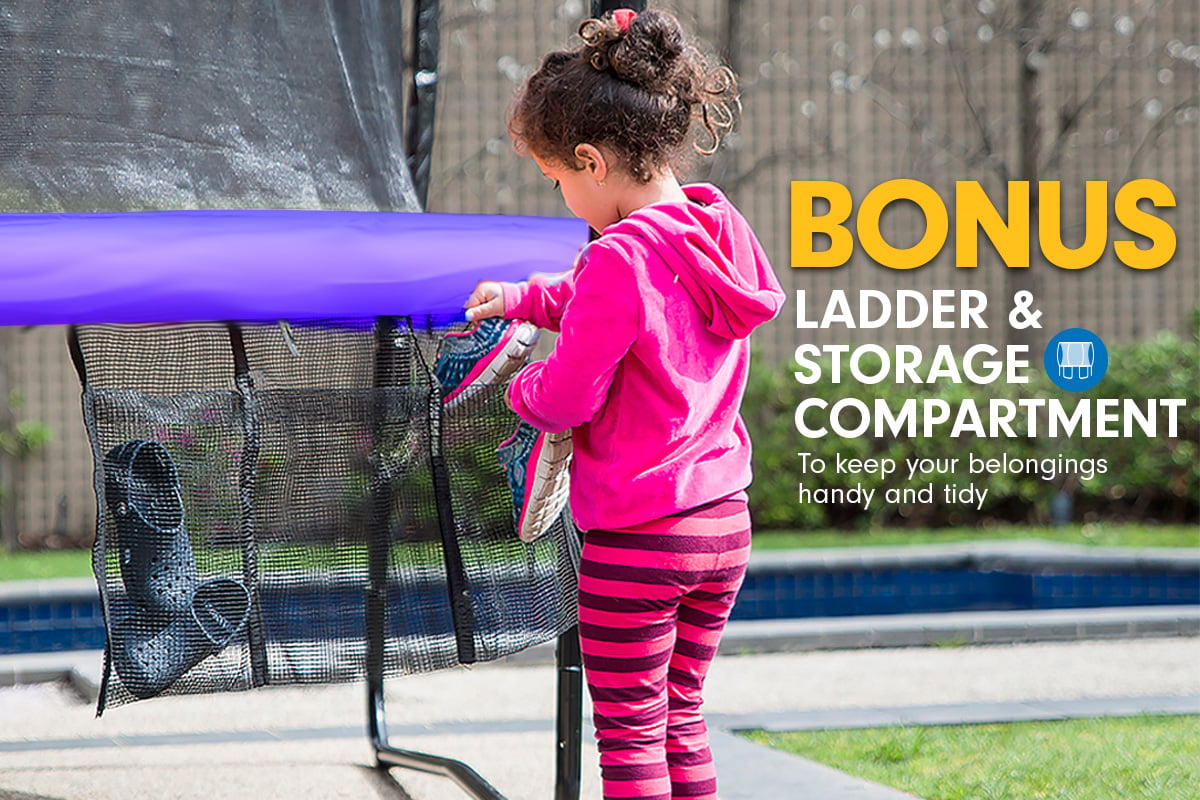 8ft Outdoor Trampoline with Basketball Hoop Purple Backyard Fun Fitness