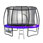 8ft Round Outdoor Trampoline Purple Backyard Fun Fitness Jumping