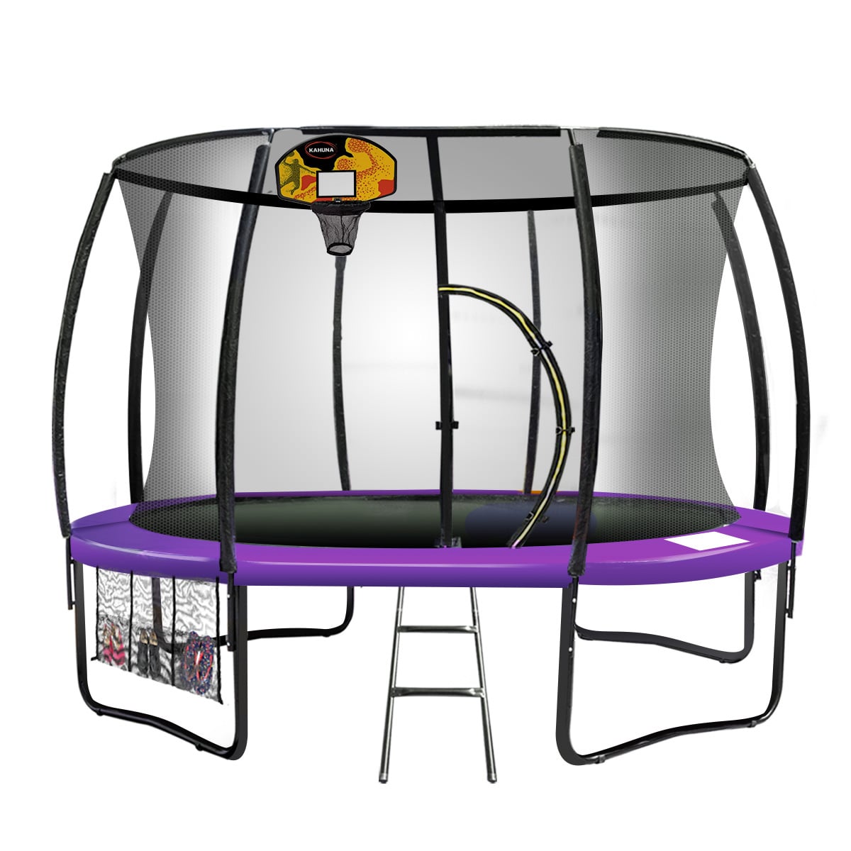 8ft Outdoor Trampoline with Basketball Hoop Purple Backyard Fun Fitness