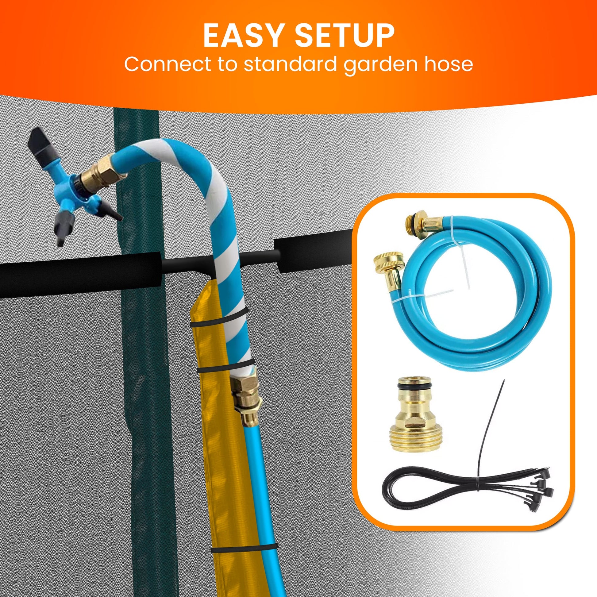Waterpark Rotating Trampoline with Water Sprinkler Kit Adjustable Hose
