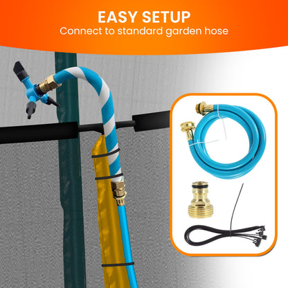 Waterpark Rotating Trampoline with Water Sprinkler Kit Adjustable Hose